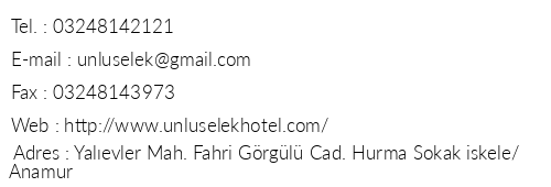 nlselek Hotel telefon numaralar, faks, e-mail, posta adresi ve iletiim bilgileri